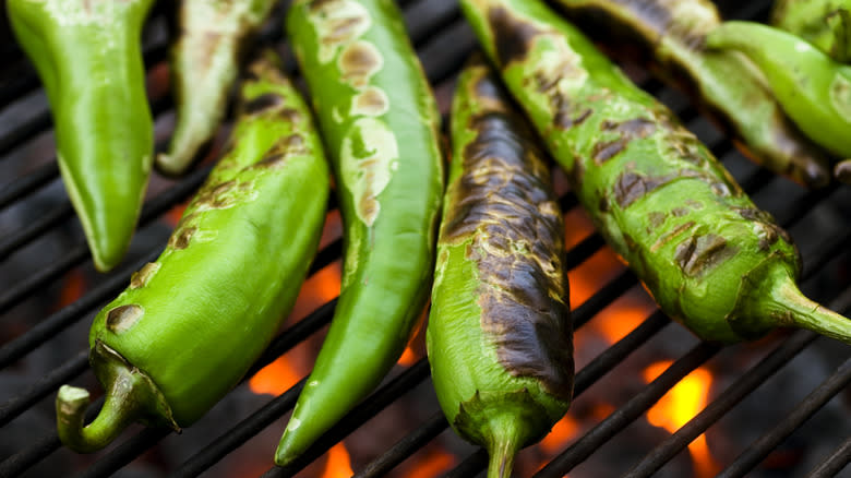 Anaheim peppers grilling