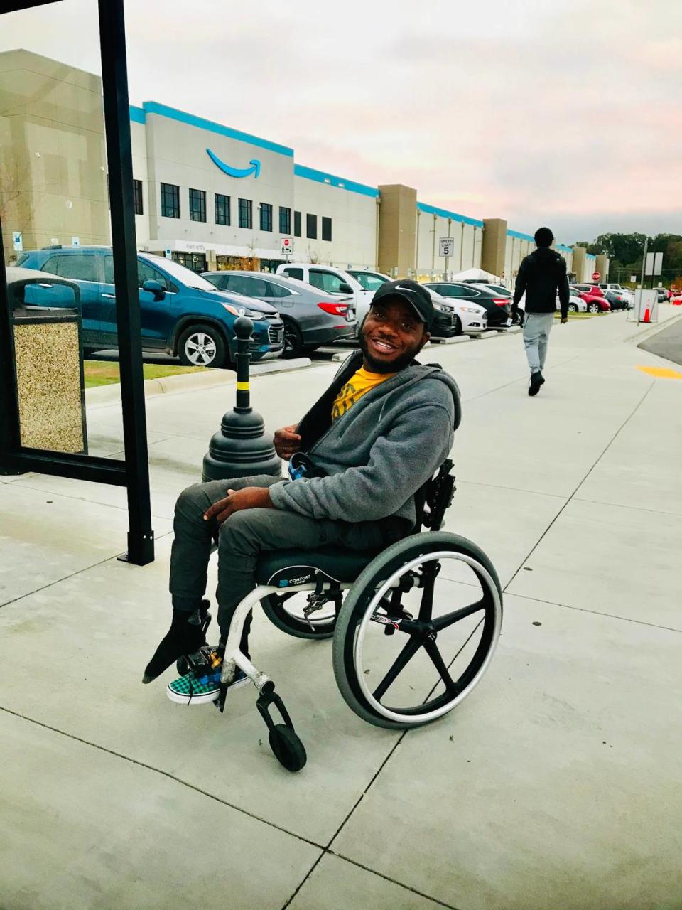 Keith Foster outside of the Amazon CLT4 facility in west Charlotte.