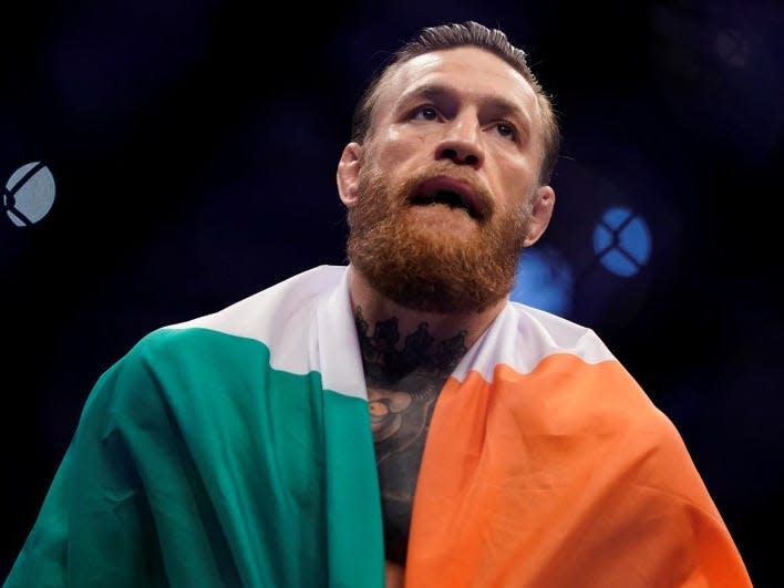 MMA Mixed Martial Arts - UFC 246 - Welterweight - Conor McGregor v Donald Cerrone - T-Mobile Arena, Las Vegas, United States - January 18, 2020  Conor McGregor celebrates his win against Donald Cerrone  REUTERS/Mike Blake