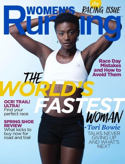 Tori Bowie on cover of blue Women's Running