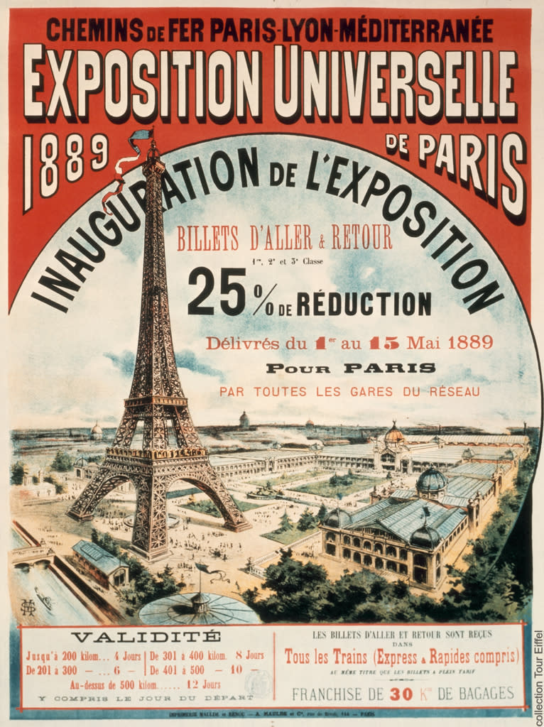 Affiche du Chemin de fer Paris Lyon Méditerranée pour l’Exposition universelle de 1889