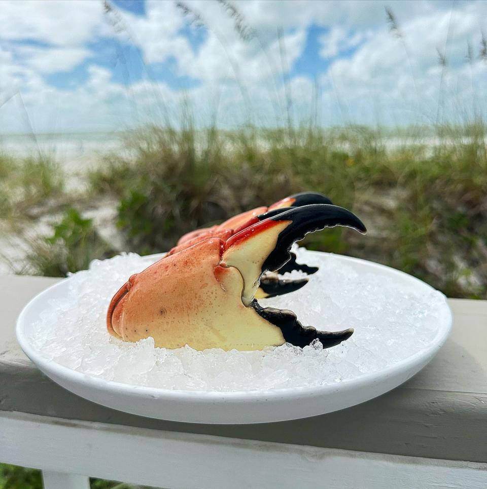 The Sandbar Restaurant on Anna Maria Island posted this stone crab claw photo to social media on Oct. 16, 2023.