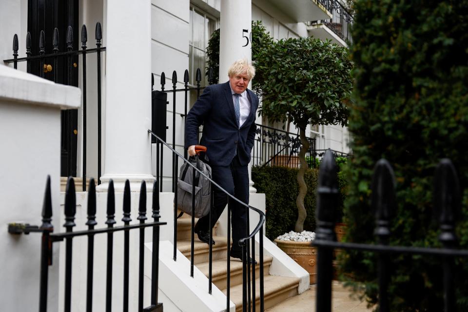 Johnson leaving his home in London just now (Reuters)