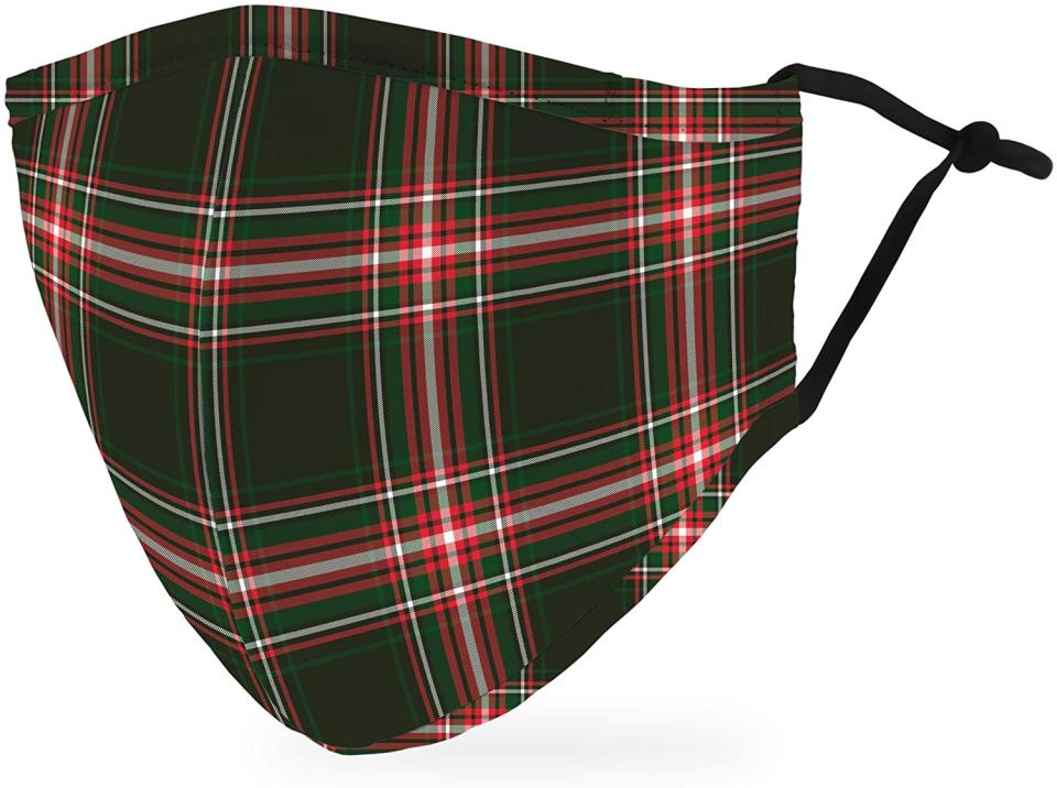 Weddingstar Holiday Face Mask in Green and Red Plaid. 