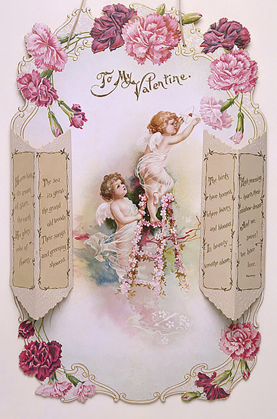 This image released by The Cooper Hewitt Smithsonian Design Museum shows a Valentine's greeting card from 1810. (Cooper Hewitt, Smithsonian Design Museum via AP)