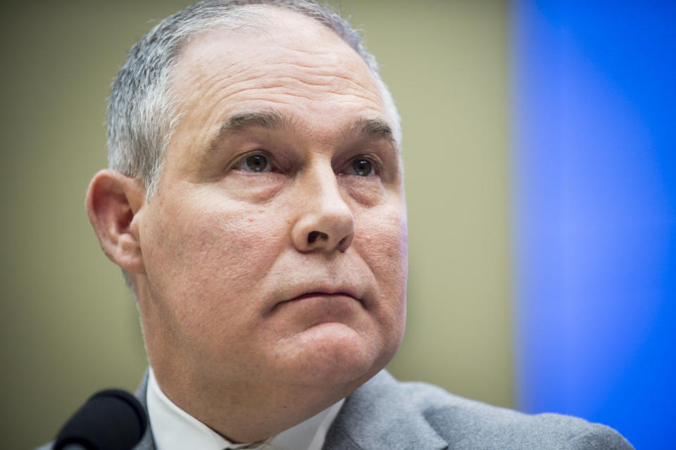 WASHINGTON, DC - DECEMBER 7:  Environmental Protection Agency Administrator Scott Pruitt testifies before the House Energy and Commerce Committee about the mission of the U.S. Environmental Protection Agency on December 7, 2017 in Washington, DC.  (Photo by Pete Marovich/Getty Images)