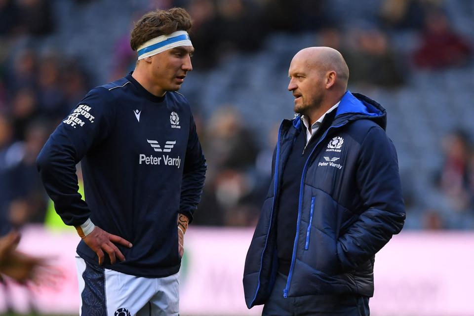Jamie Ritchie (left) has been shifted to openside flanker by Gregor Townsend (AFP via Getty Images)