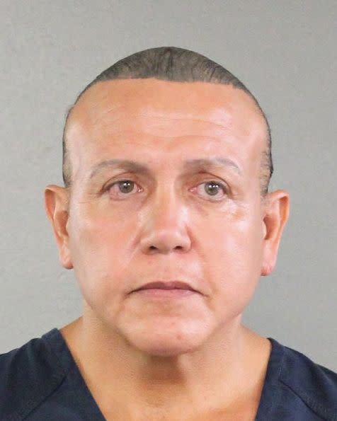 A mugshot of Cesar Sayoc, who is accused of sending suspicious packages and pipe bombs to various prominent Democrats. (Photo: HuffPost)