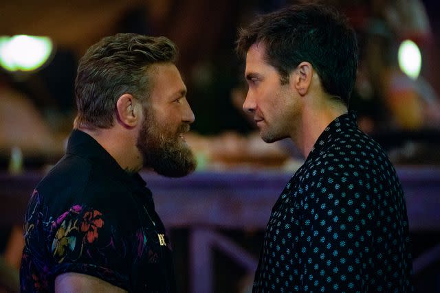 <p>Laura Radford/Prime Video</p> Conor McGregor and Jake Gyllenhaal in "Road House"