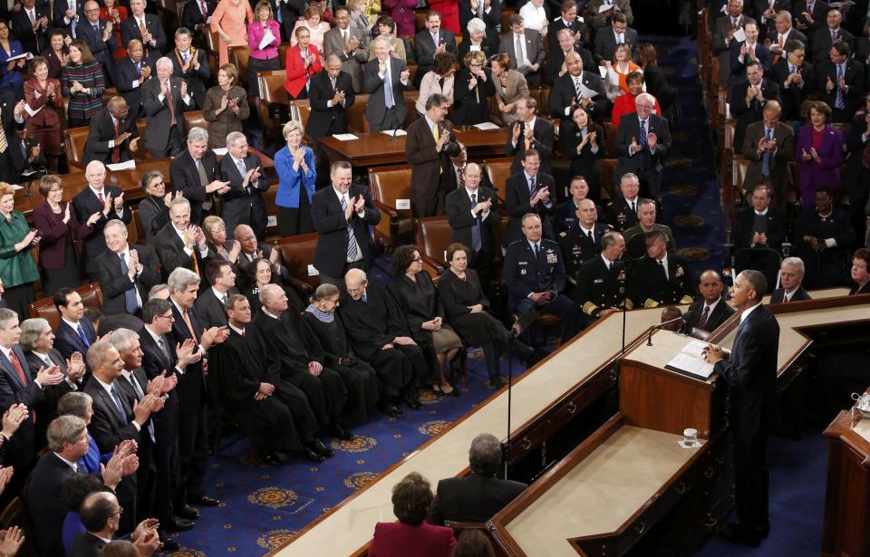 U.S. President Barack Obama delivers his State of the Union address to a joint session of the U.S. Congress on Capitol Hill in Washington