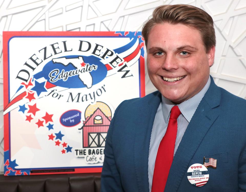 Diezel Depew, candidate, for Edgewater mayor, Wednesday, March 30, 2022.