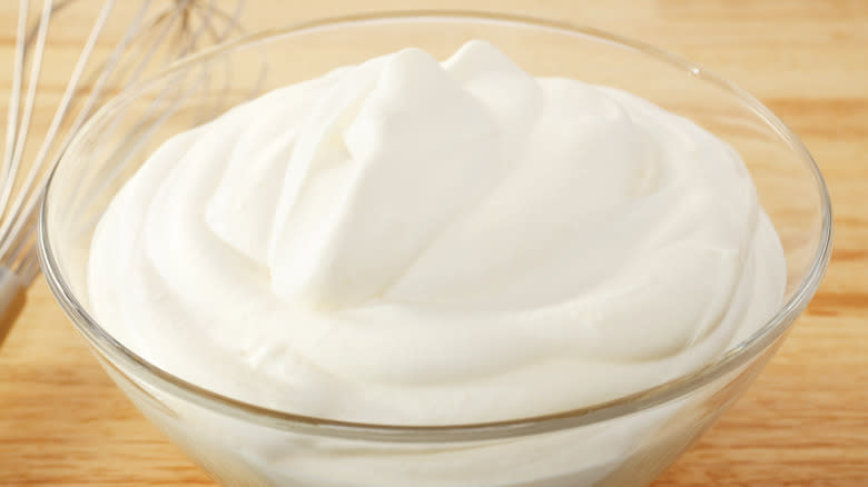 Bowl of soft whipped cream