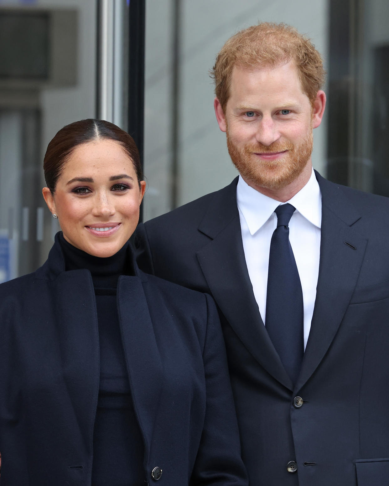 NEW YORK, NEW YORK - SEPTEMBER 23: Meghan, Duchess of Sussex, and Prince Harry, Duke of Sussex, visit One World Observatory on September 23, 2021 in New York City. (Photo by Taylor Hill/WireImage)