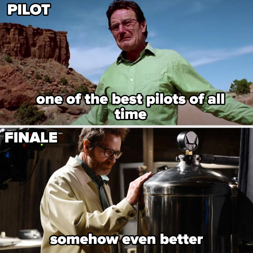 Walt in pilot labeled "one of the best pilots of all time" and in the finale labeled "somehow even better"