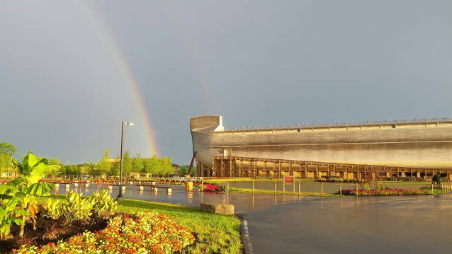 Ken's ark, built to the same specifications as Noah's, and home to dinosaurs and other animals. Source: Facebook/Ken Ham