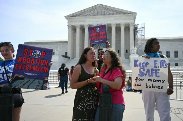 Abortion advocates demonstrate outside he US Supreme Court in Washington on June 26, 2024 (Jim WATSON)