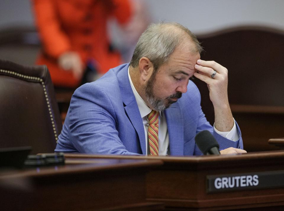 Sen. Joe Gruters, R-Sarasota, listens to debate on a bill on the Senate floor Thursday, March 10, 2022.