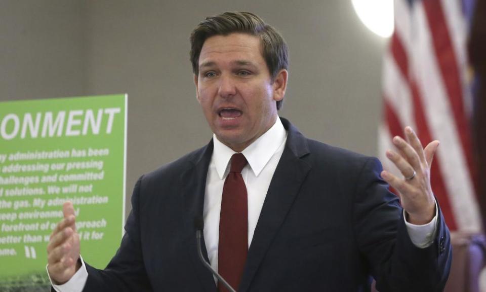 In this Oct. 29, 2019, file photo, Gov. Ron DeSantis speaks at a news conference on in Tallahassee, Fla.