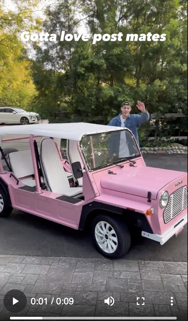 Pete Davidson visited Scott Disick in Kim Kardashian's Moke on Sunday. A new video has surfaced of Pete driving with Kim's eldest daughter, North West, the same day. (Screenshot: Scott Disick via Instagram)