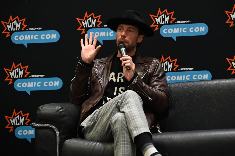 London, UK. 28th October 2022. Speaker Troy Baker is an American voice actor at the MCM Comic Con 2022 event and having a good time held at London Excel. Credit: See Li/Picture Capital/Alamy Live News