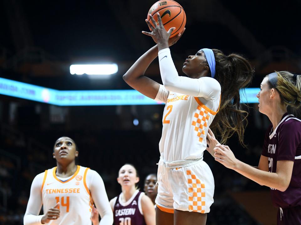 Tennessee forward Rickea Jackson (2) attempts to score during the NCAA college basketball game between the Tennessee Lady Vols and Eastern Kentucky Colonels on Sunday, November 27, 2022 in Knoxville Tenn.