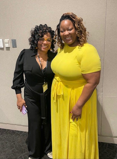 Kimyatta Ratliff, right, is president of the ColorBold Business Association. Is is with Tameika Hughes-Foote at the 1st Go Girl Empowerment Summit that ColorBold sponsored.