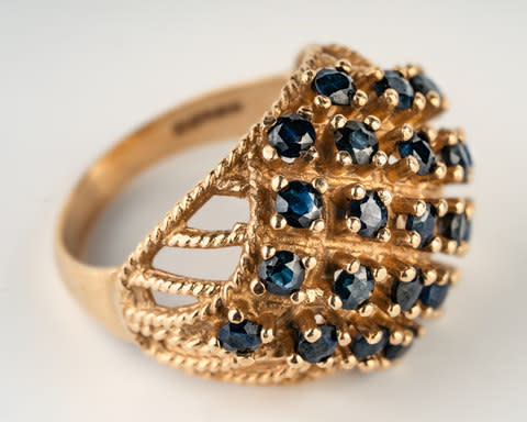 Gold and sapphire dome ring