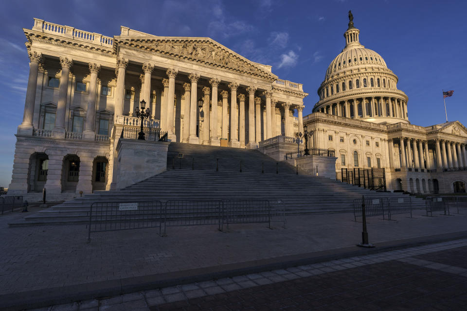 The House of Representatives side of the U.S. Capitol is seen on the morning of Election Day, Tuesday, Nov. 3, 2020, in Washington. (AP Photo/J. Scott Applewhite)