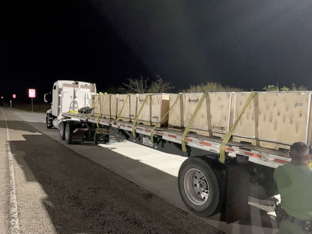 PHOTO: A flatbed truck with wooden crates used to smuggle migrants is seen in an handout from DOJ.  (United States Department of Justice)