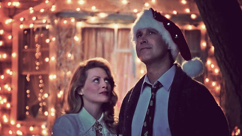 Beverly D’Angelo and Chevy Chase admire their Christmas lights in “National Lampoon’s Christmas Vacation.”