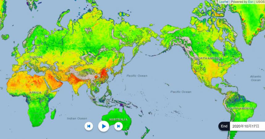 由全球溫室氣體監控組織GHGSat公布全球大氣甲烷溫效應地圖中，大陸及北印度是甲烷濃度最高的地區。（圖／PULS by GHGSat）