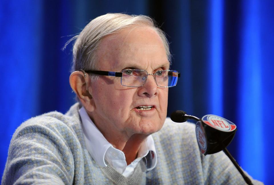 Jan 31, 2009; Tampa, FL, USA; Buffalo Bills owner Ralph Wilson aka Ralph C. Wilson at the Pro Football Hall of Fame Class of 2009 induction press conference at the Tampa Convention Center. Mandatory Credit: Kirby Lee/Image of Sport-USA TODAY Sports