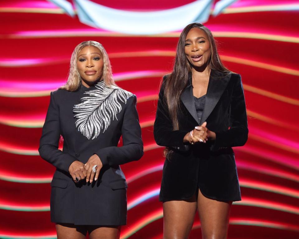 Venus and Serena Williams on stage at the ESPYS 2024