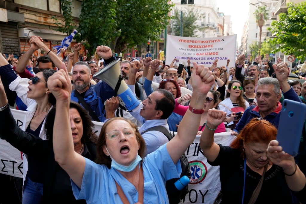 Virus Outbreak Greece Protest (Copyright 2021 The Associated Press. All rights reserved)