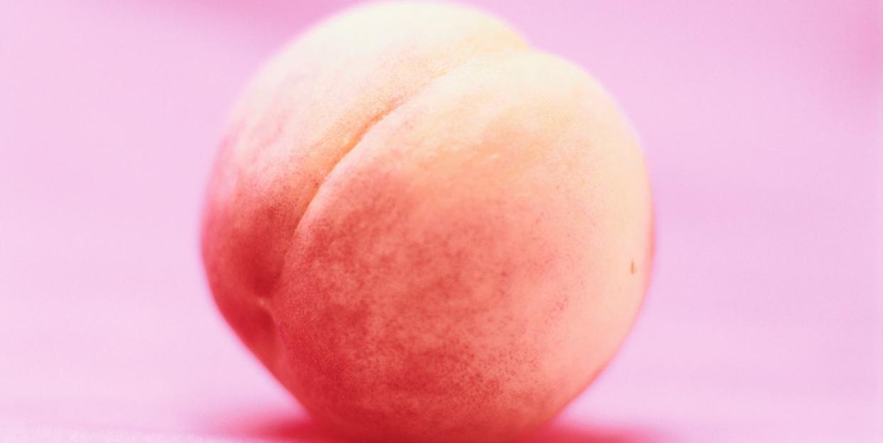 peach on pink background