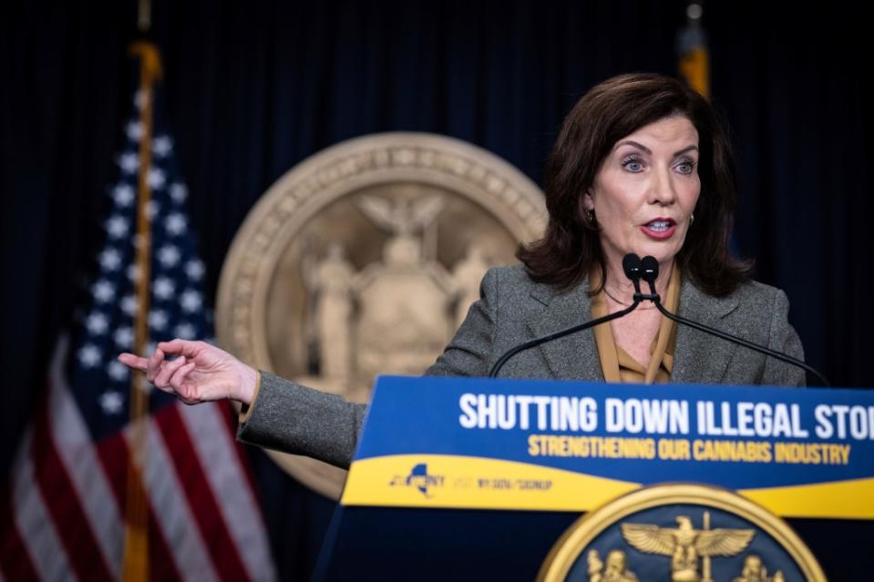 Gov. Kathy Hochul has pledged to turn back the tide of illegal marijuana shops. AP