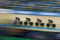 Cycling - UCI Track World Championships - Men's Team Pursuit - Qualifying - Hong Kong, China - 12/4/17 - Team New Zealand in action. REUTERS/Bobby Yip
