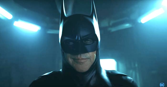 A close-up of Michael Keaton's batman