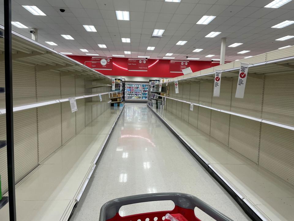 At a Florida Target in November, only a few rolls of paper towels were available.