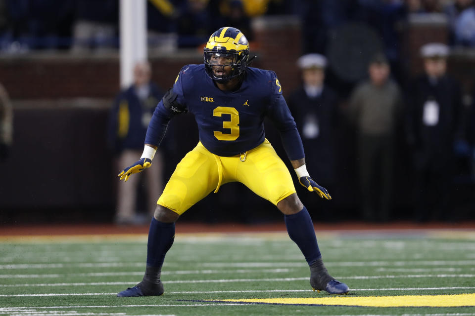 Michigan defensive lineman Rashan Gary plays against Indiana. (AP Photo)