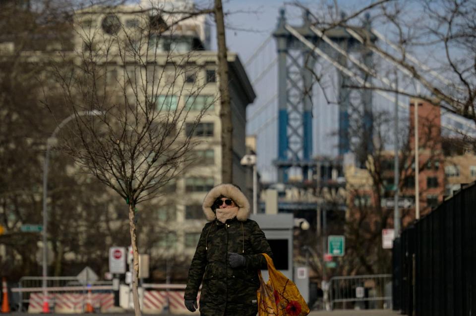 Une passante dans le froid de New York, aux États-Unis, le 4 février 2023 - Angela WEISS / AFP