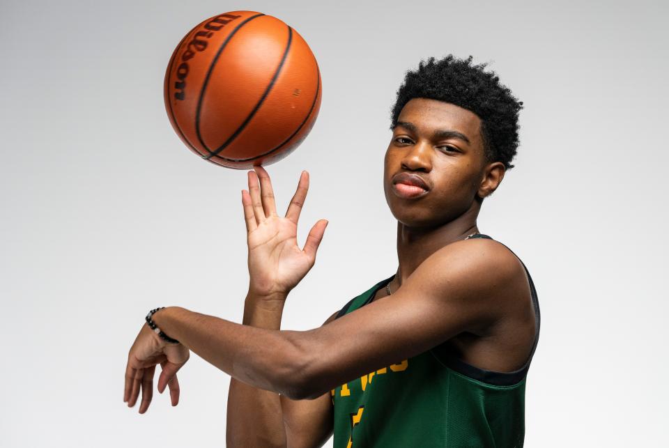 Crispus Attucks' Ron Rutland (5) poses for a photo Tuesday Oct. 24, 2023, at The Indianapolis Star.