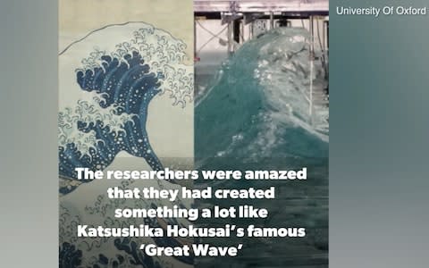 'Uncannily similar': Hokusai's 'Great Wave' and that created in the lab - Credit: Oxford University