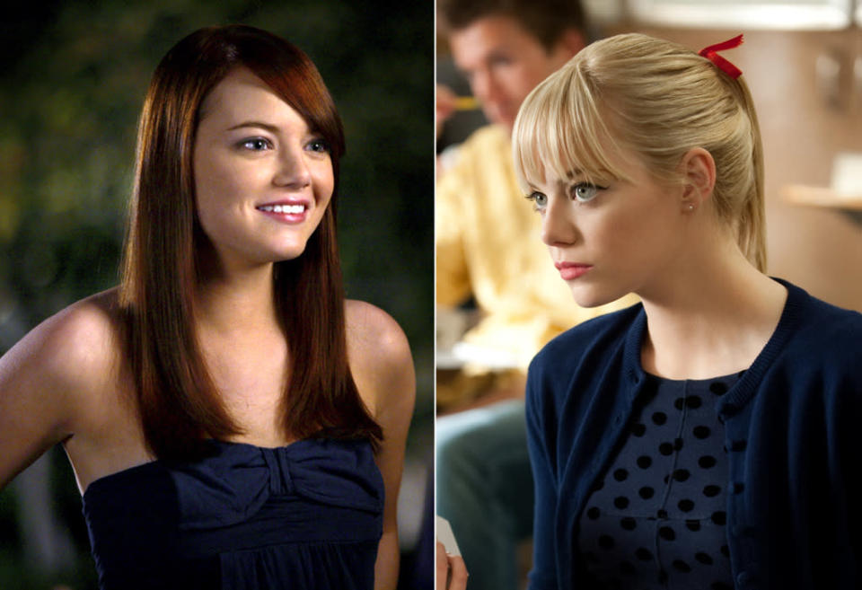 <span>Emma Stone</span><br> Stone, who plays Peter Parker's love interest, Gwen Stacy, was born in Scottsdale, Arizona. At age 15, she ventured out to Hollywood to try her hand at acting. Although she managed to get some guest-starring gigs on shows like "Malcolm in the Middle," Stone was narrowly beat out by Hayden Panettiere for the role of Claire Bennet in "Heroes." The news came as a blow, and she considered quitting the biz. Then she landed what proved to be her breakout role, Jules in "Superbad." For the part, the natural blonde dyed her hair a now-signature red. Another big break came with her hilarious and heart-breaking turn in "Easy A," which earned her a Golden Globe nomination. Last year, she starred opposite Viola Davis and the Oscar-winning Octavia Spencer in "The Help." You can see her next in "Gangster Squad" alongside Josh Brolin, Ryan Gosling, and Sean Penn.