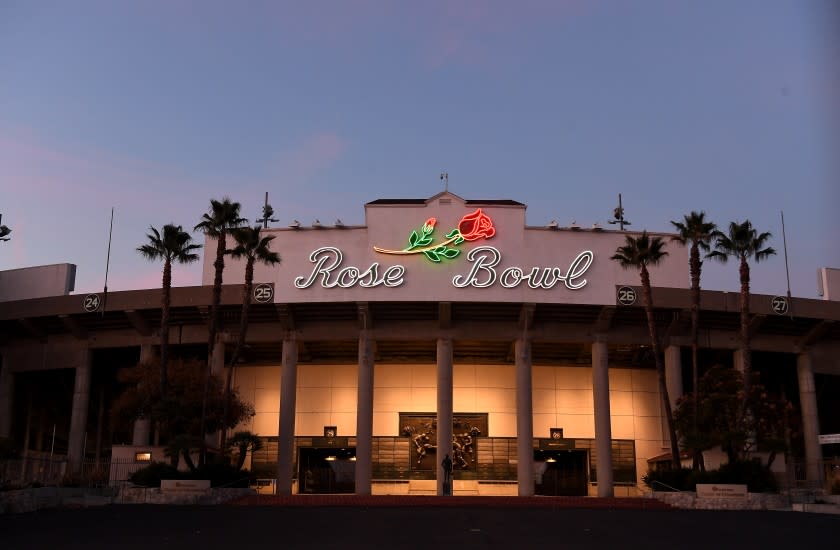 The Rose Bowl sits empty on New Years day.