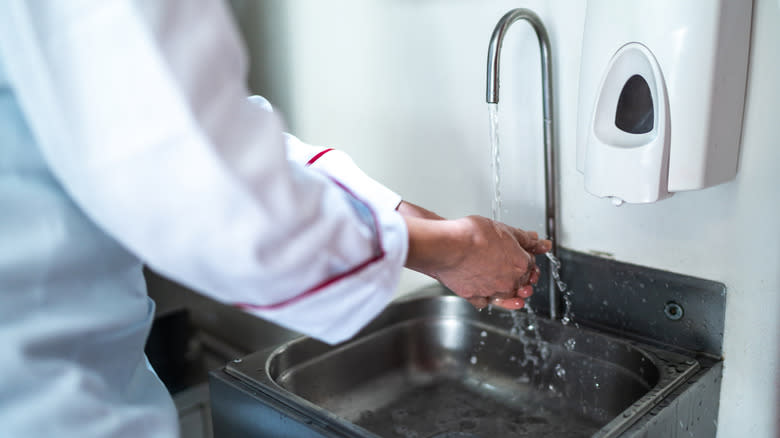 Chef washing hands