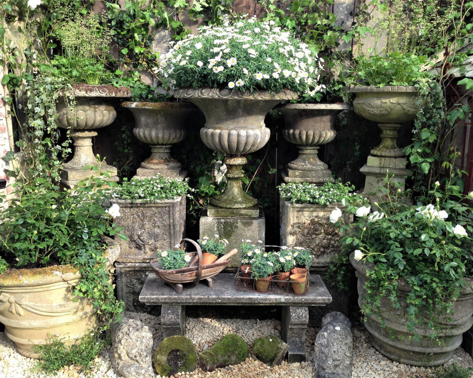 <p> Flowers and foliage might be the mainstays of a garden but sculptural pieces are guaranteed to add a touch of Downton Abbey splendour. Classical statuary placed at the end of a walkway, renaissance-inspired urns set with tumbling ivy, fountains and sundials will give an air of grandeur. Search out original pieces or opt for newly-carved or cast designs, cleverly distressed to add the patina of age.&#xA0;Redwood Stone Folly and Garden has a good selection.&#xA0; </p>