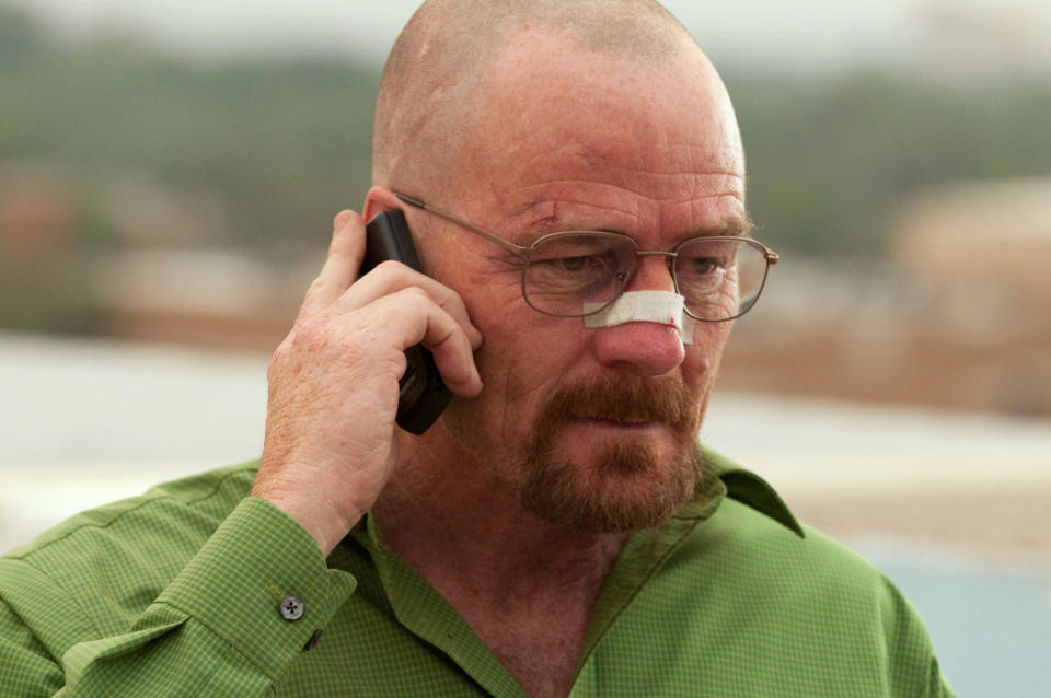 Closeup of Walter White in "Breaking Bad"