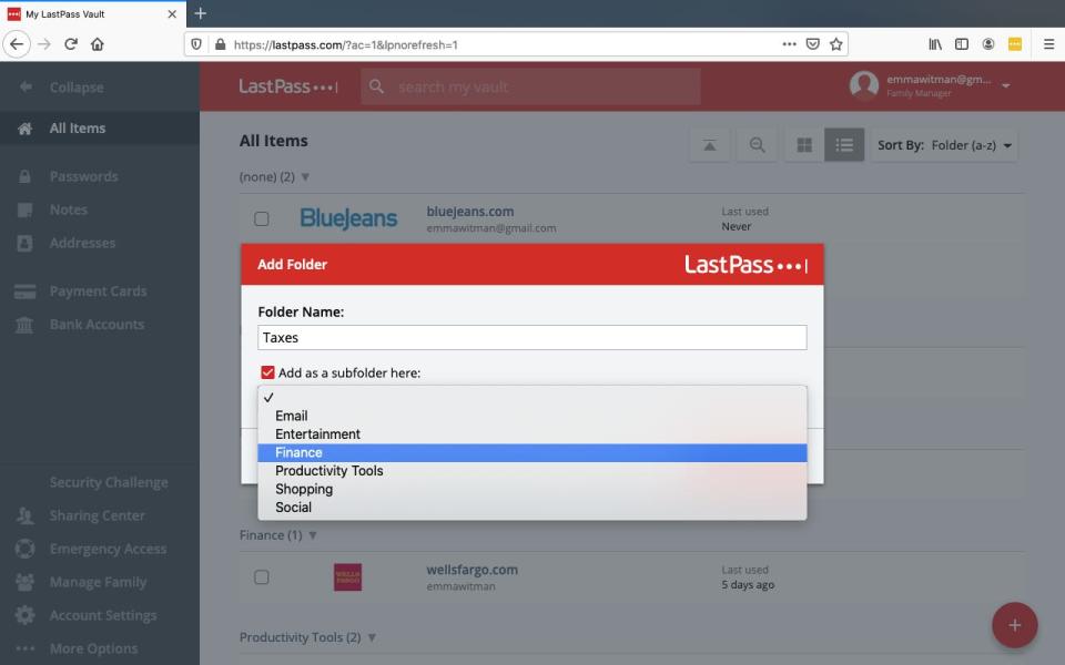 How to create folders in LastPass 2