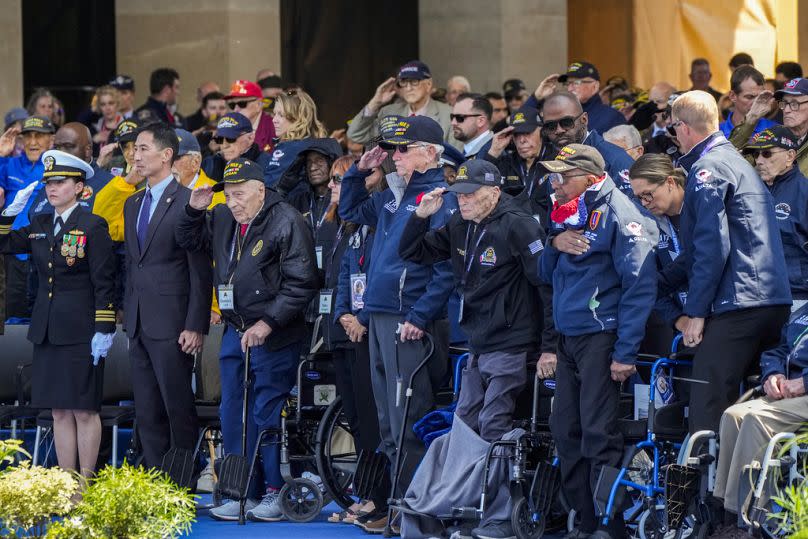 Des vétérans de le Seconde guerre mondiale à Colleville sur Mer le 6 juin 2024